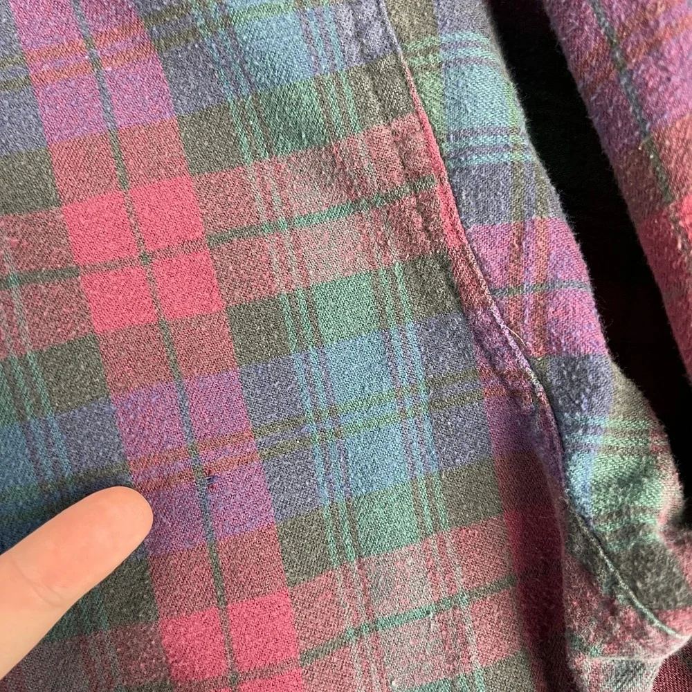 VTG LL Bean Northwoods Flannel Shirt Mens L Red Tartan Plaid Cotton 1990s USA‎